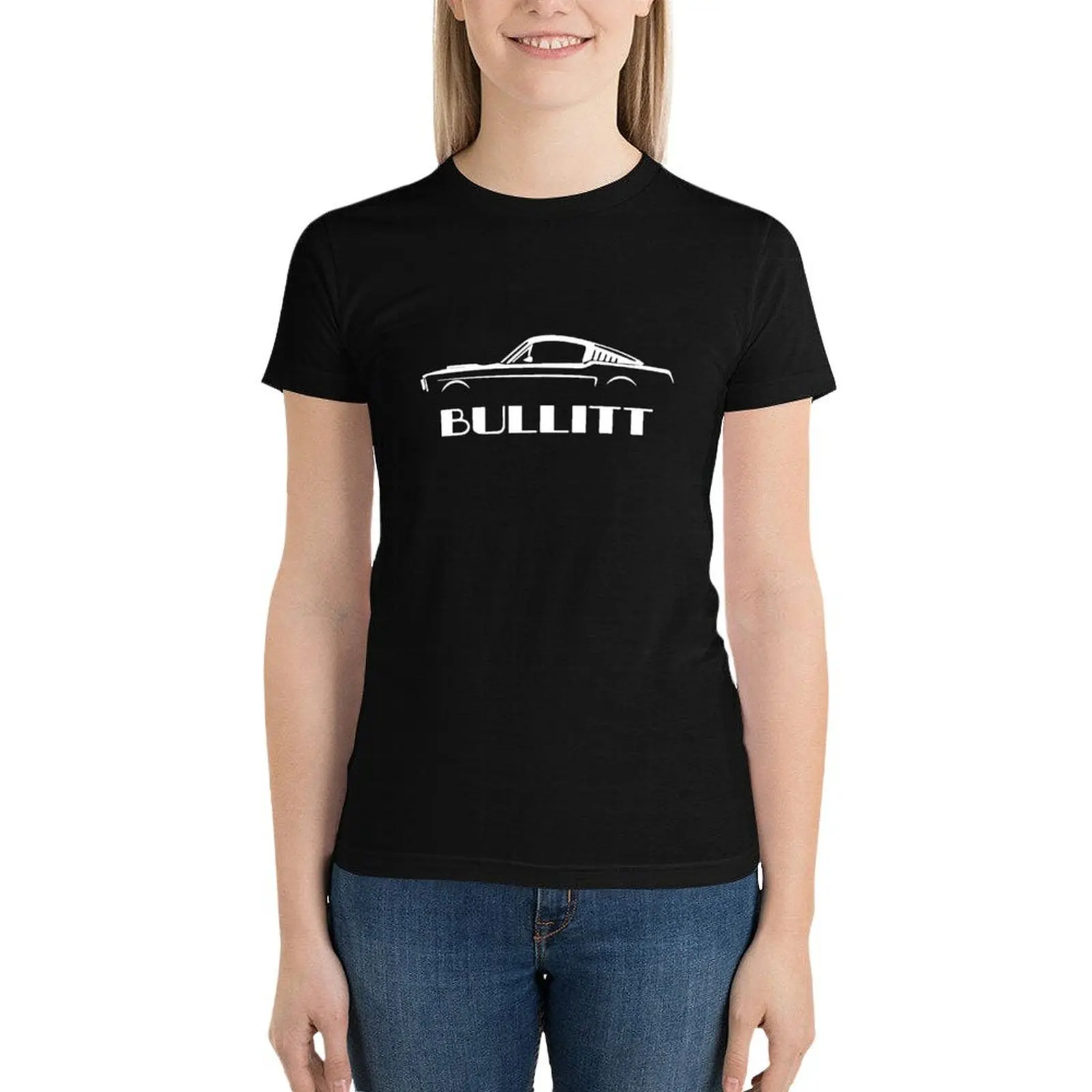 Bullitt Mustang silhouette T-Shirt summer top cute clothes Aesthetic clothing t-shirts for Women pack