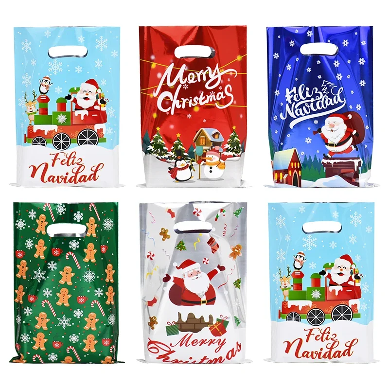 10/30pcs Christmas Gift Bag Cartoon Plastic Candy Cookie Packaging Navidad Decoration for Family Kid New Year Gift gift bags christmas gift bags christmas candy packaging