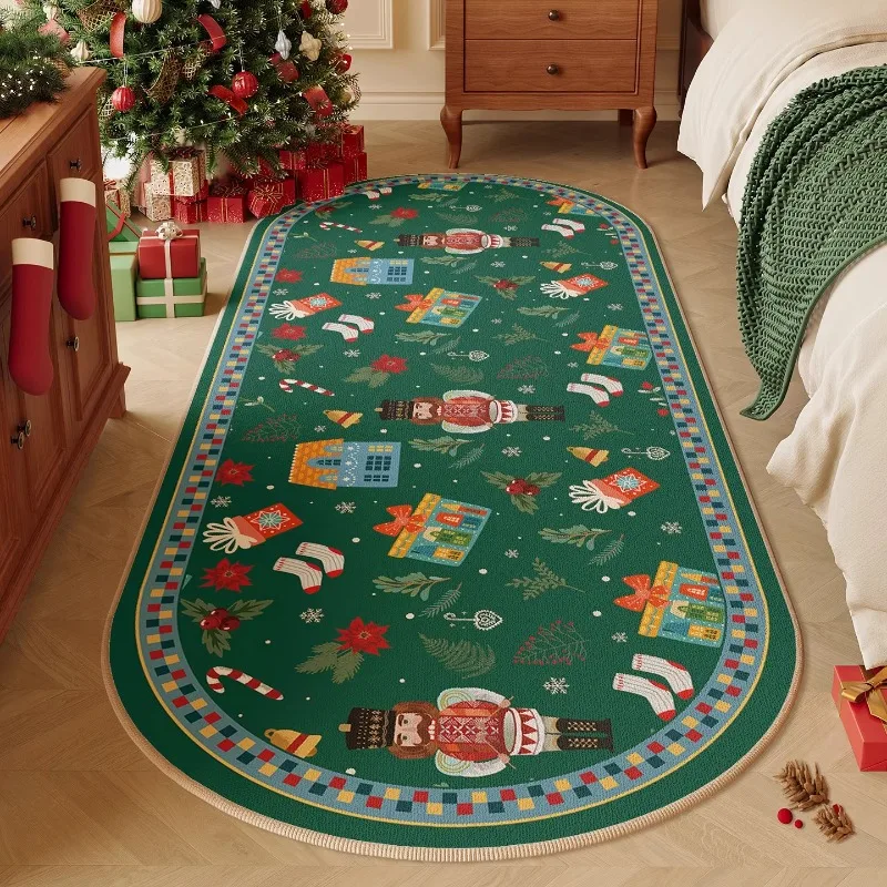 Christmas Living Room Carpet Retro Creative Square Plaid Bedroom Runner Rug Snowflake Plant Home Cloakroom Mat 러그 Ковер Alfombra