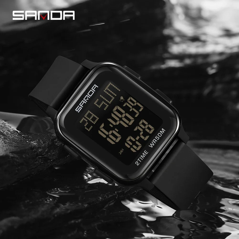 

Лидер продаж 6211, модные многофункциональные квадратные мужские электронные часы Sanda для студентов, спортивные водонепроницаемые электронные часы для улицы