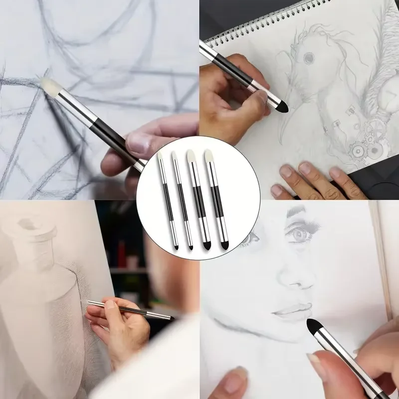 4pcs Blending Sponge Pen Kneaded Eraser Drafting Tools Pencil Erasers Blending Stump Art Blenders Sketch Tools 4