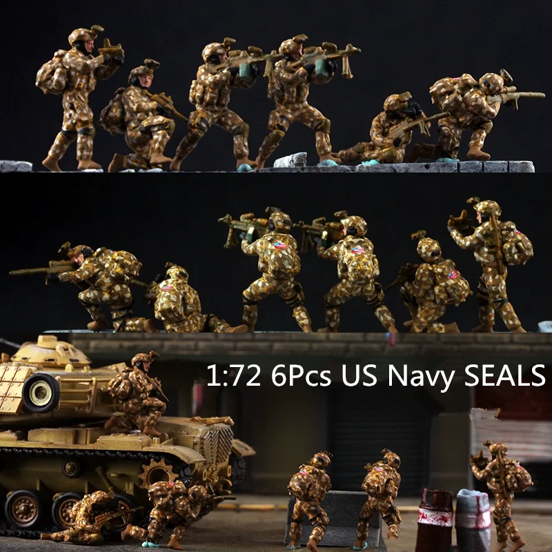 

1:72 Scale Model US Navy SEALS Army 6 Pcs Soldiers Action Figure Toys Scene Accessory Display Collection Dolls Fans Gifts