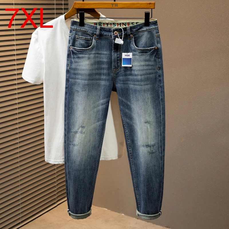 

7XL Korean Style Streetwear Hip Hop Baggy Retro Jeans Trousers Denim Pants Oversized High Quality Pants Classical Jeans Fashion