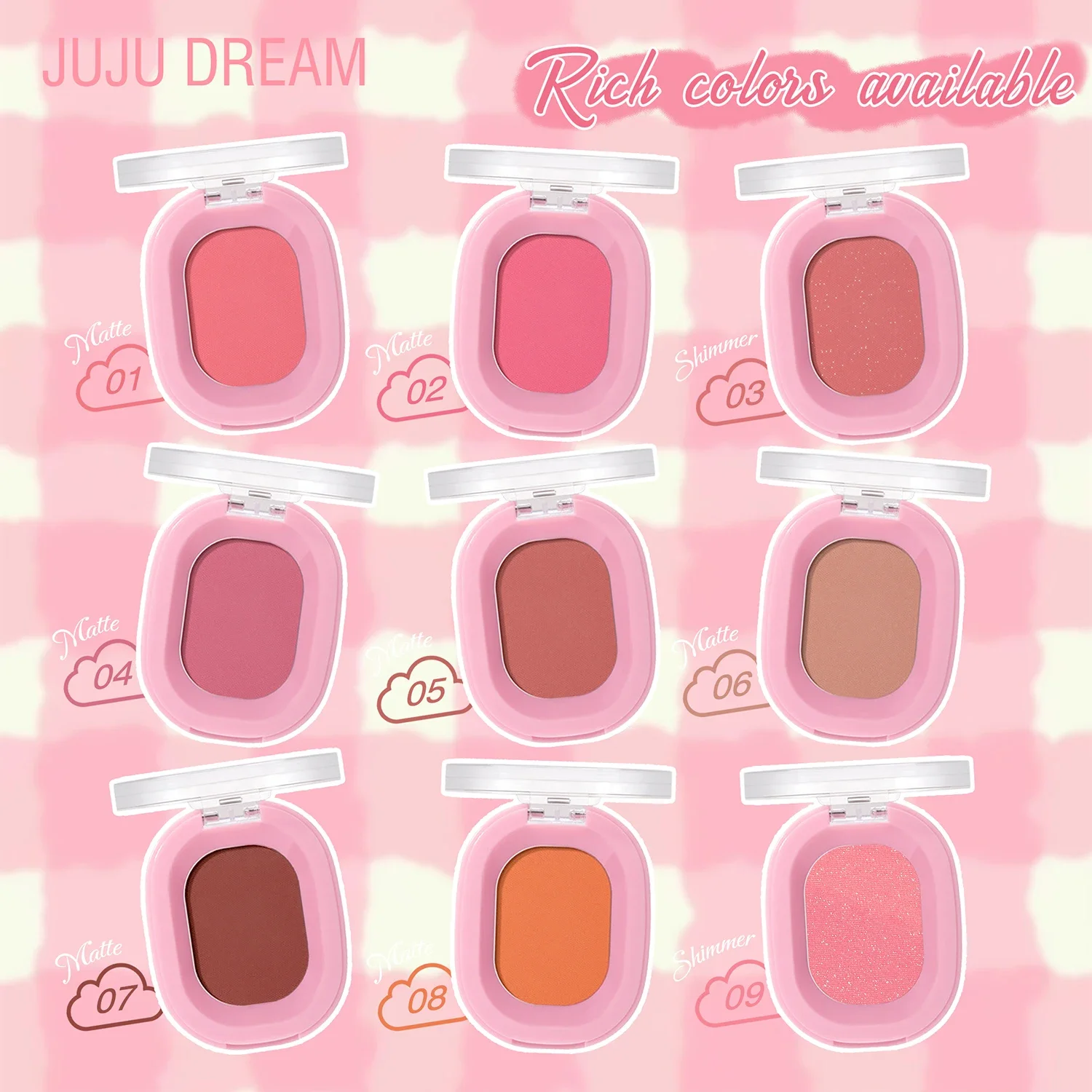 Fairy Dream Matte Blush - 10 color system, waterproof, brightening, long-lasting, natural brown, orange and pink tones 2