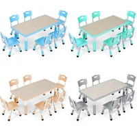 Table rectangulaire pour enfants avec 6 chaises, réglable, multi-activités, bureau d'art et d'artisanat, recommandé pour les filles de 2 à 10 ans 1
