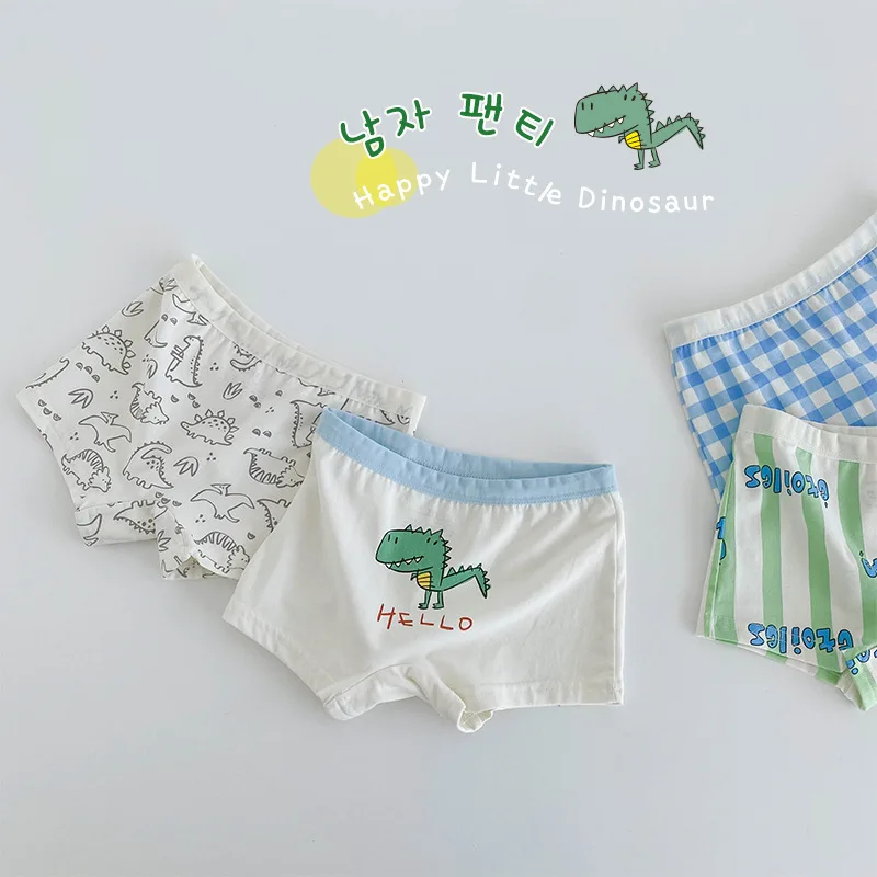 Children's Underwear Kids Panties Boys Cotton Briefs Cartoon Bear Dinosaur Pattern 4pcs/pack Soft Four Seasons Boxers boys underwear