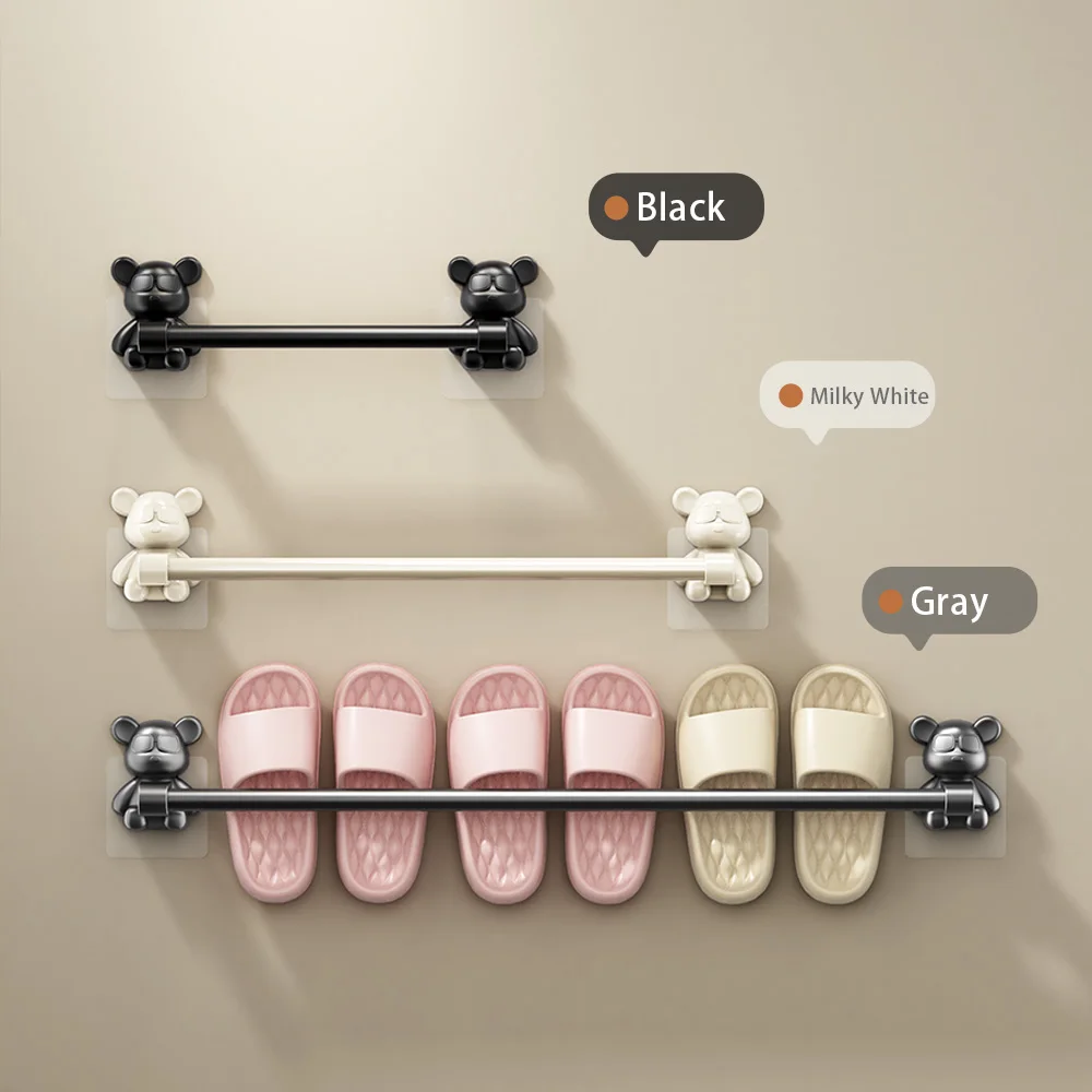 Bathroom Slipper And Towel Rack Self Adhesive Hanging Towel Organizer Space-saving Shoe Storage Rack Behind The Door shoe rack shoe organizer shoe cabinet