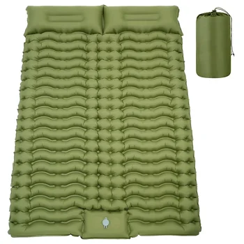 Double Sleeping Pad Self Inflating Camping Mat with Pillow Built-in Foot Pump For Hiking Portable Waterproof Camping Pad