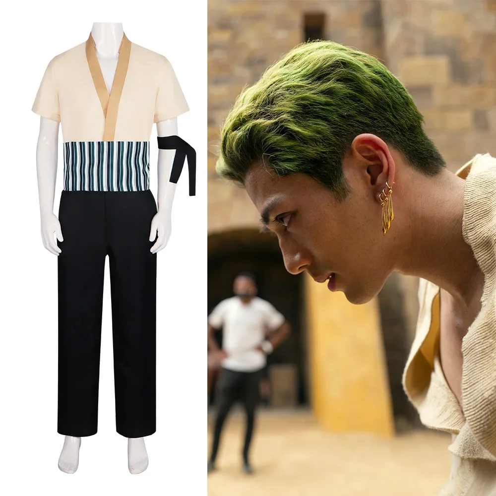 

Real Person Version of Roronoa Zoro Cosplay Costumes Movie Halloween Costume Carnival Set Adult Male Boy Role Play Wig Gifts