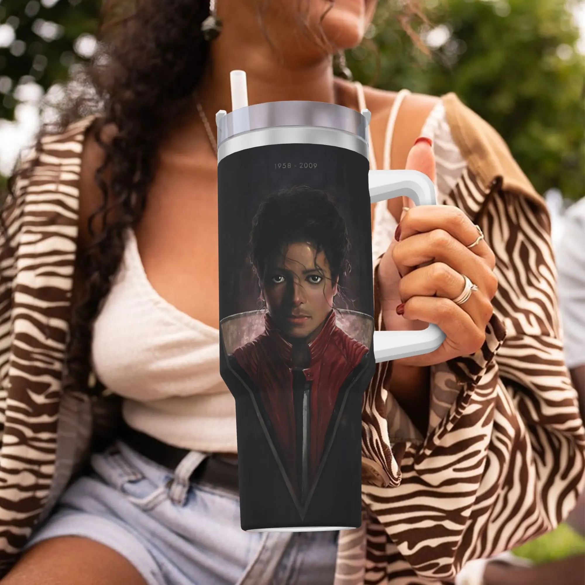 Stainless Steel Tumbler MJ King Of Pop Michael J-jackson Mugs Cup With Straws  Travel Cold and Hot Water Bottle Thermal Cups