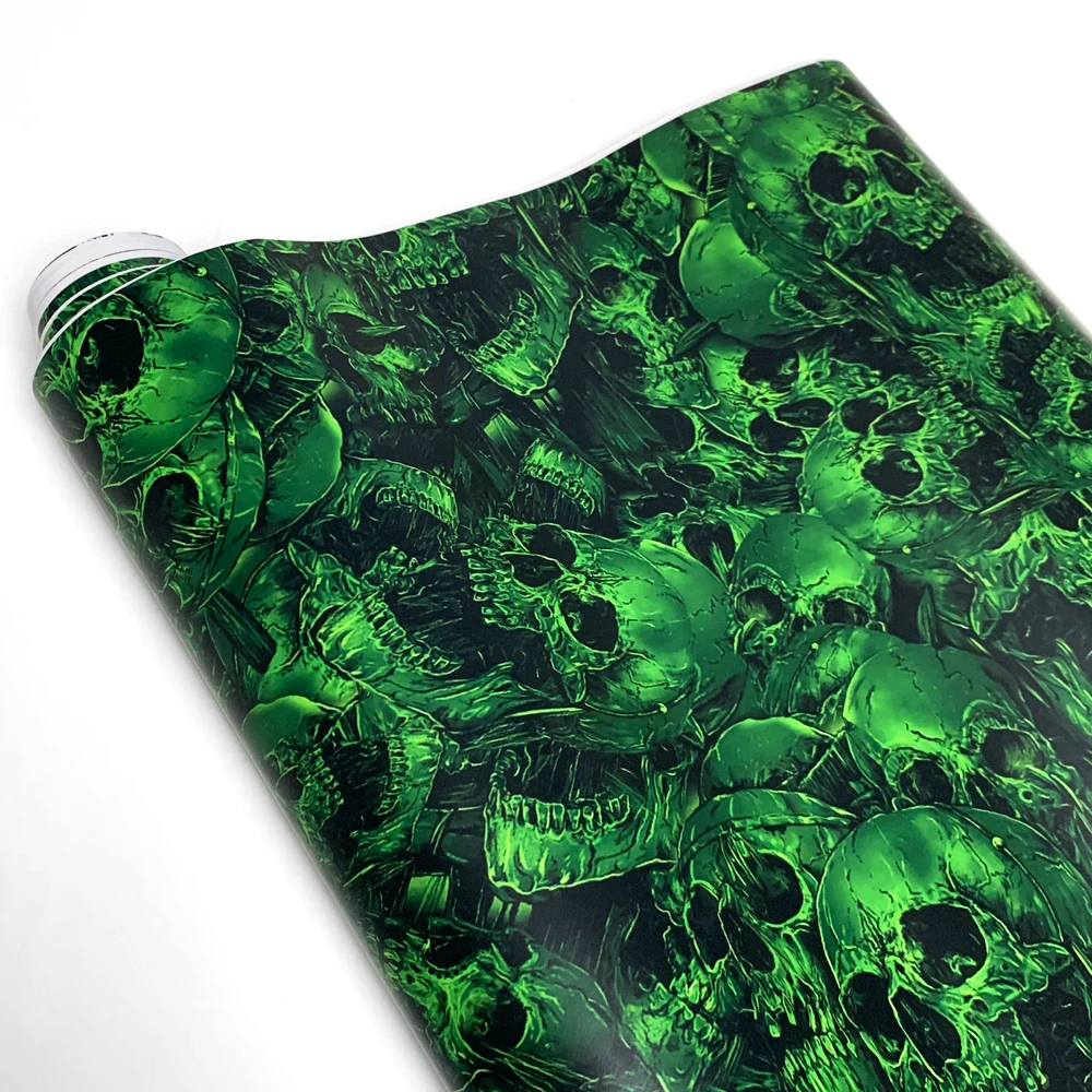 PVC Grün Graffiti Kleber Schädel Aufkleber Aufkleber Camouflage Aufkleber Bombe Vinyl Film Folie Auto Motorrad Dach Haube Filme Wrap – Detail 1