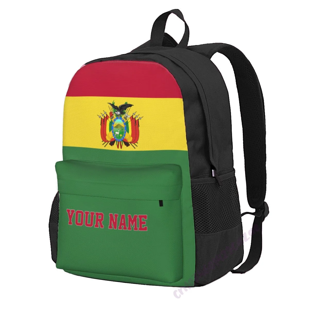 

Custom Name Bolivia Flag Polyester Backpack For Men Women Travel Bag Casual Students Hiking Travel Camping