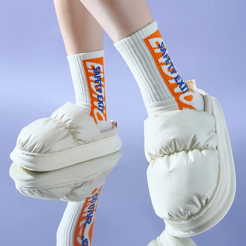 YISHEN Slippers Women Couple Shoes Down Cloth Cotton Shoe Warm Plush Slippers Indoor Winter Waterproof Platform Zapatillas Mujer