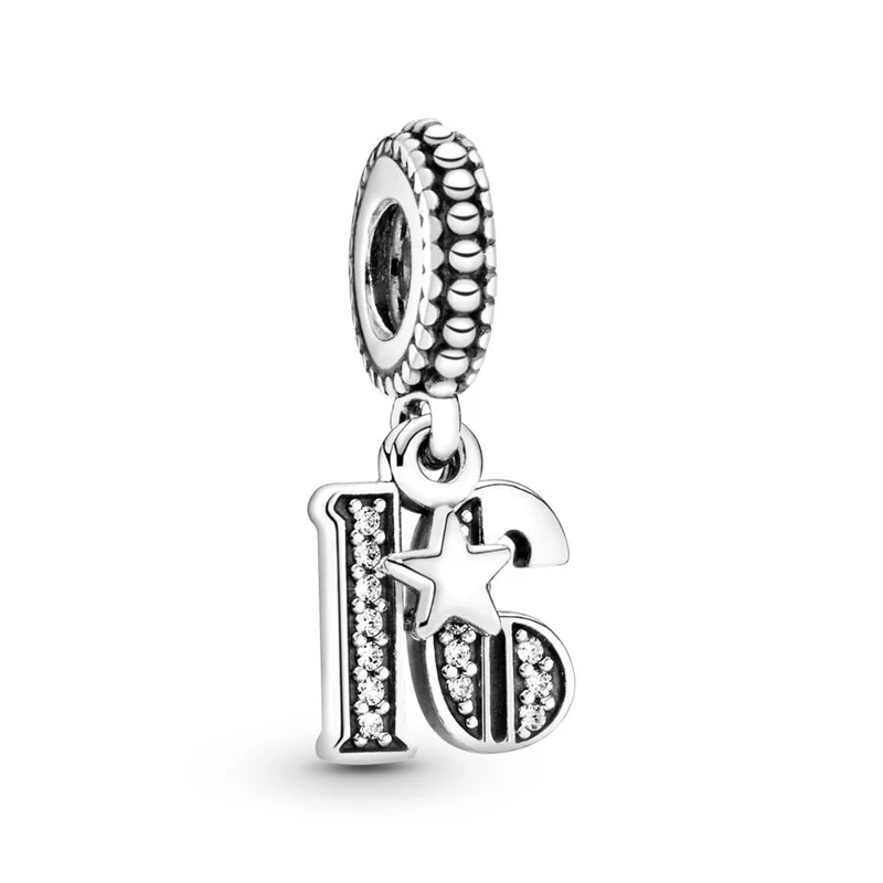 New 16 18 21 30 40 60st Birthday Commemoration Day Charm Beads Fit Original European 925 Silver Bracelet DIY Women Jewelry Gifts 3