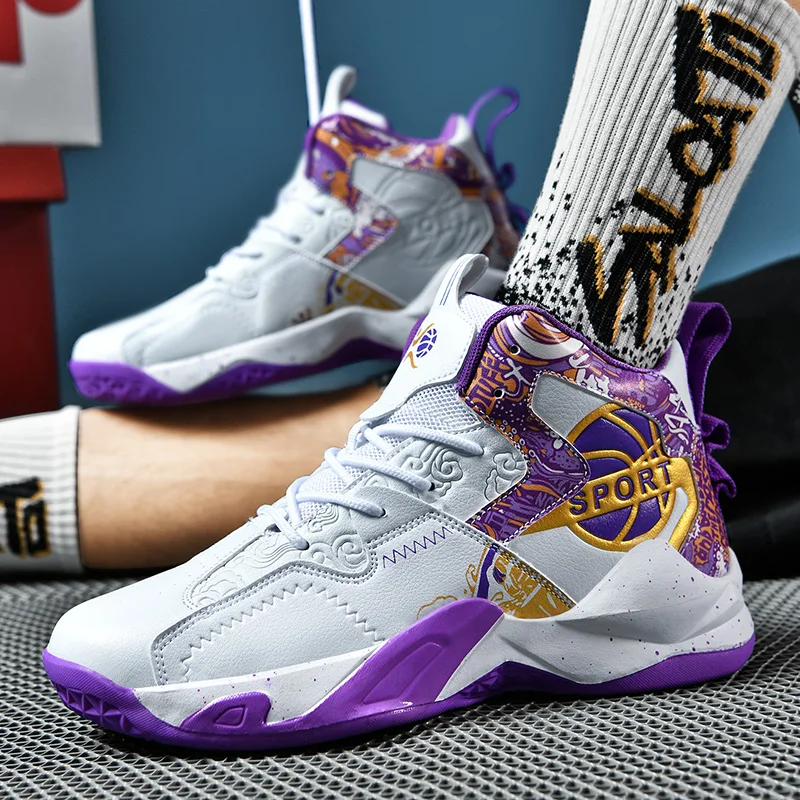 

New Men's Sports Basketball Shoes Thick-soled Non-slip Couple Sports Shoes Soft-soled Shock-absorbing Training Shoes