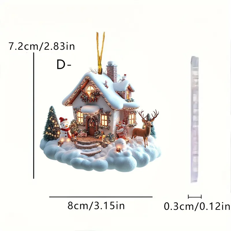 Kerst Acryl Hanger, Acryl Ornamenten voor Kerstboom - Fantastische 2D Kerst Ronde Wanddecoratie, Prachtige Raamornamenten met Touw voor Desktop, Vakantie