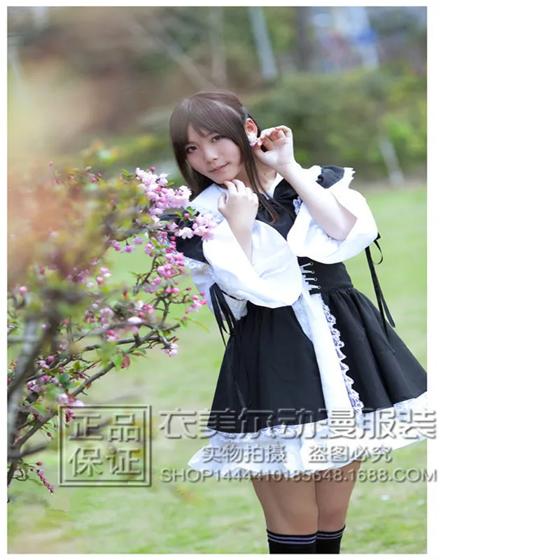 

Maid Costume Anime Long Dress Black & White Apron Dress Lolita Dress Men Cafe Costume Cosplay Costume Christmas Party