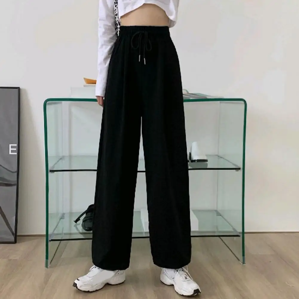 

Women Pants Elastic Waist Women Trousers Drawstring Mid Waist Pants