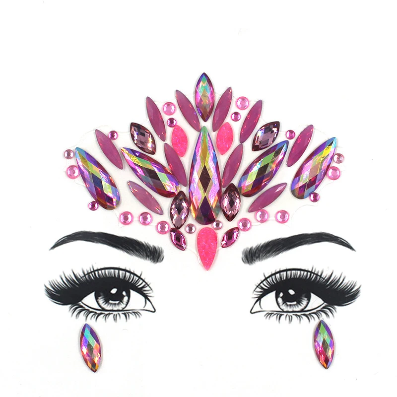 

40 Models 3D Sexy Face Acrylic Jewels Eyeshadow Temporary Tattoo rhinestones fake tattoo for Masquerade Women Makeup Sticker