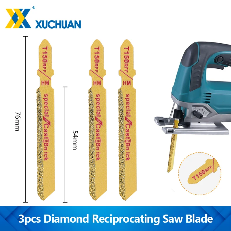3 stücke Diamant Jig Sägeblatt 4'' 50 Grit Gelötete Säbelsägeblatt Für Keramik Fliesen Granit Schneiden T-schaft Jigsaw Klinge