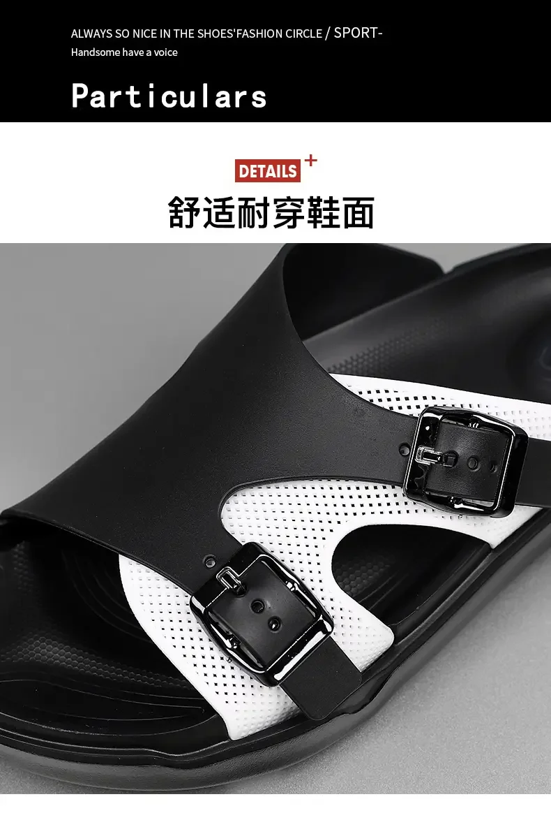 Verstellbare Thong-Sandalen, Cross-Border Birkie Slippers, bequeme, atmungsaktive PU-Leder Unisex-Slipper mit Riemen – Detail 9