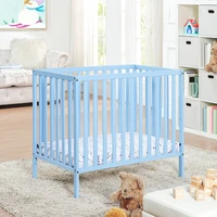 Palmer 3-in-1 Convertible Mini Crib Baby Blue w/ mattress pad 1
