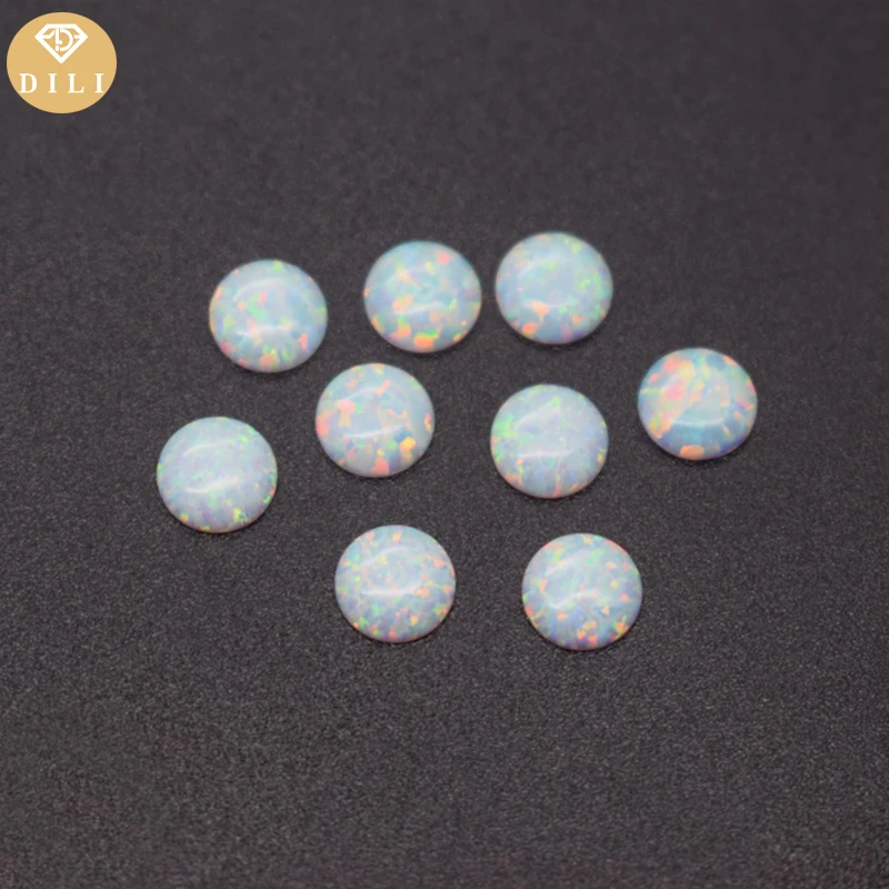 

100pcs/Lot 1.25mm-10mm OP17 White Synthetic Opal Beads Round Cabochon Stone Loose Opal Gemstone For Rings Earrings Necklaces