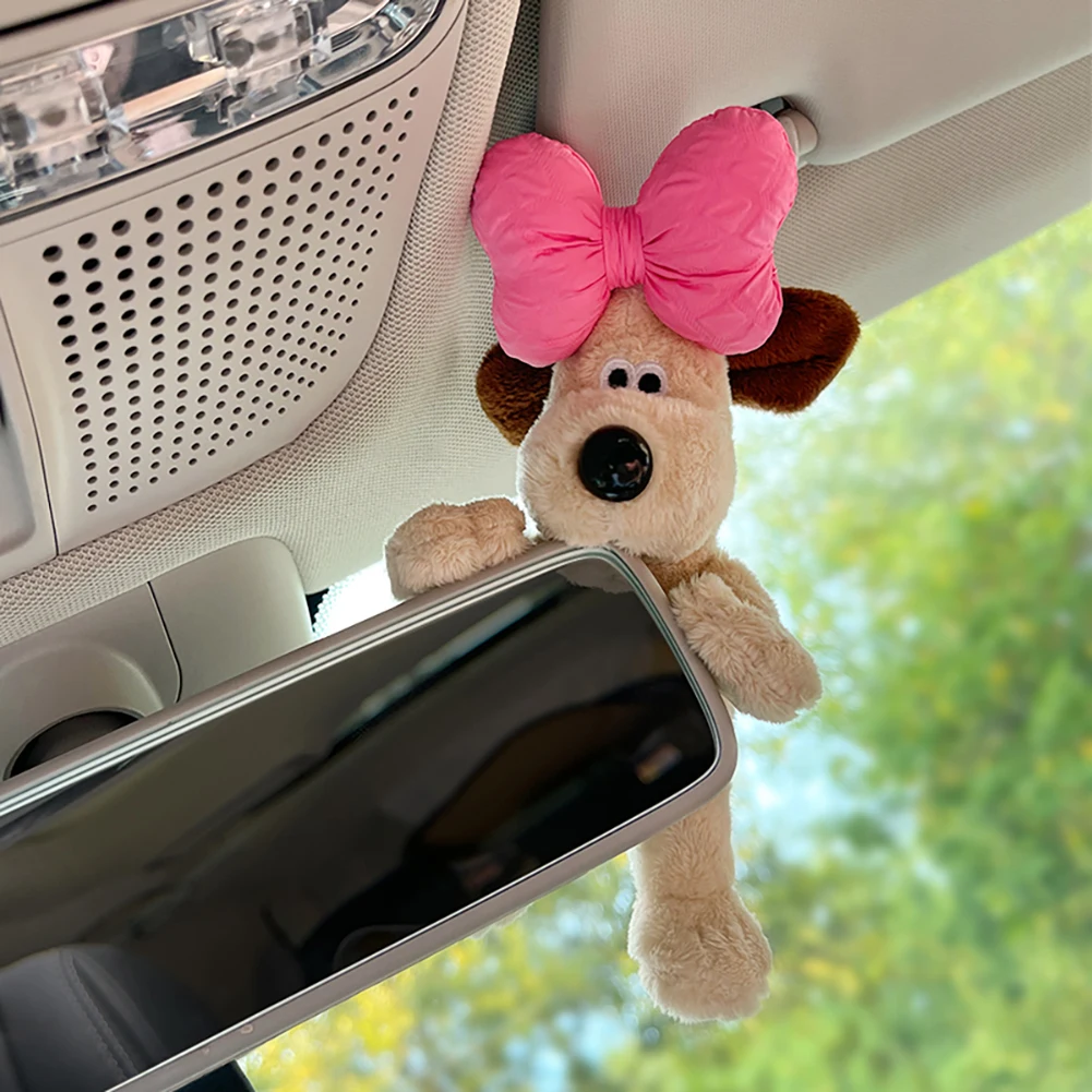 Cute Plush Glasses Puppy Dog Car Rearview Mirror Decoration Car Ornament Pendant Center Console Decoration Car Accessories