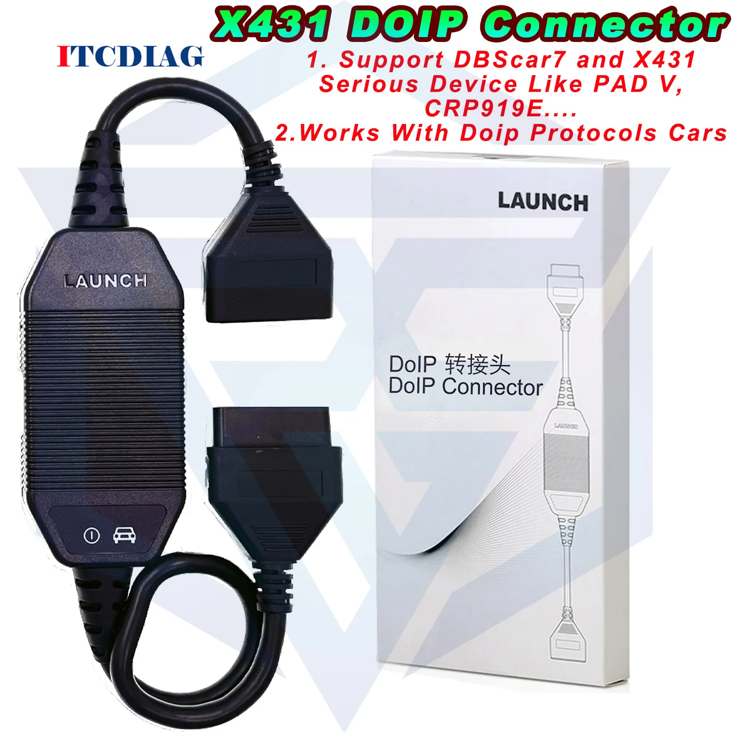 

Launch DOIP Cable Connector 16Pin Adapter For DBScar VII DBScar7 X431 PAD V X431 PRO ELITE CRP919E Work With DOIP Protocol Car