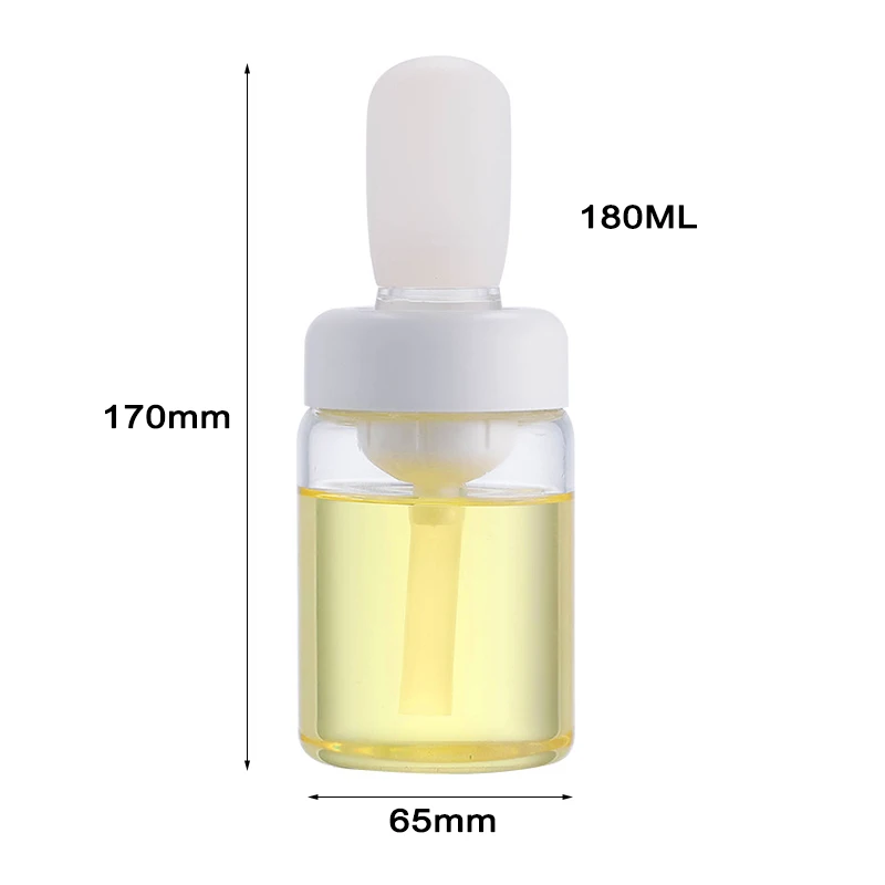 Description Picture 6 of itemBaking Ration Brush With Bottle BBQ Barbecue Brush Creative Oil Brush Kitchen Oil Bottle Silicone Glass Oil Container With Brush