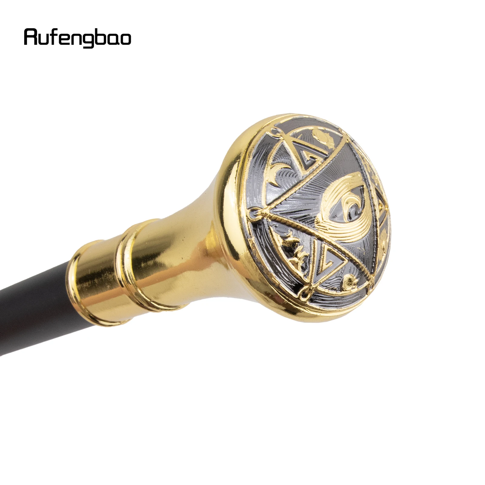 Golden Freemasonry Freemasons Eyes Totem Relief  Walking Stick with Hidden Plate Self Defense Fashion Cane Cosplay Crosier 93cm