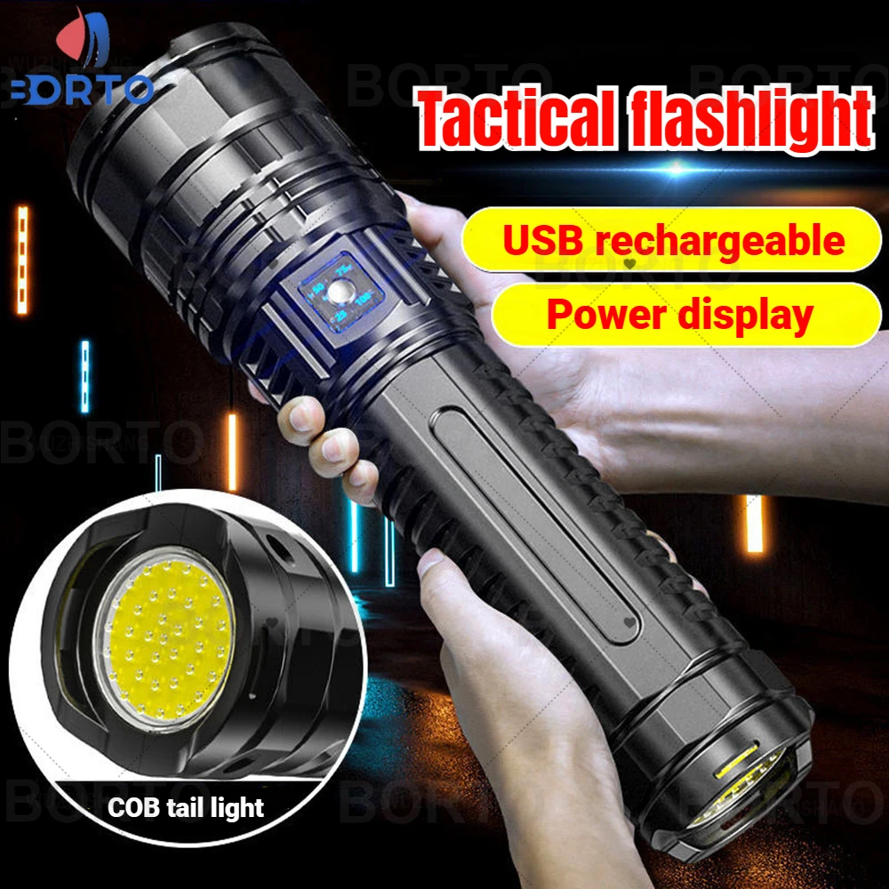 

FLSTAR FIRE High Power Spotlight Long Range LED Flashlight Outdoor Camping Type-C Charging Lantern Tactical Torch for Fishing