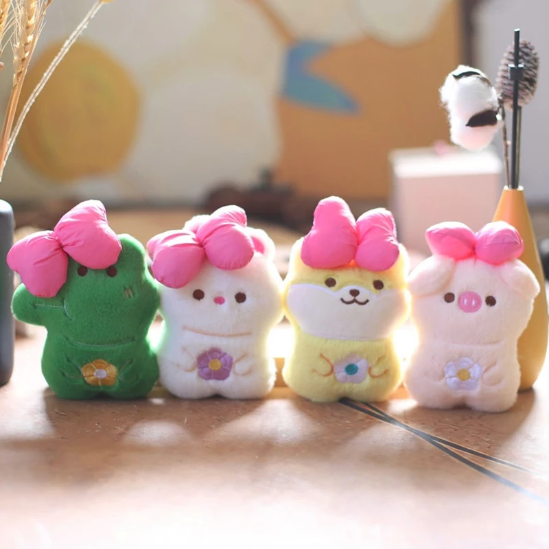 

Cute Bow Tie Bunny Plush Toy Cartoon Puppy Dinosaur Piggy Pendant Keychain Stuffed Doll Keychain Backpack Bag Key Ring Decor