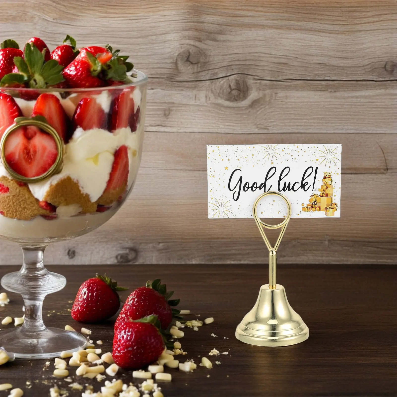 2Pcs 크리 에이 티브 워터 드롭 카드 홀더 다기능 명함 데스크탑 주최자 사진 메모 클립 사무실 테이블 디스플레이 골드