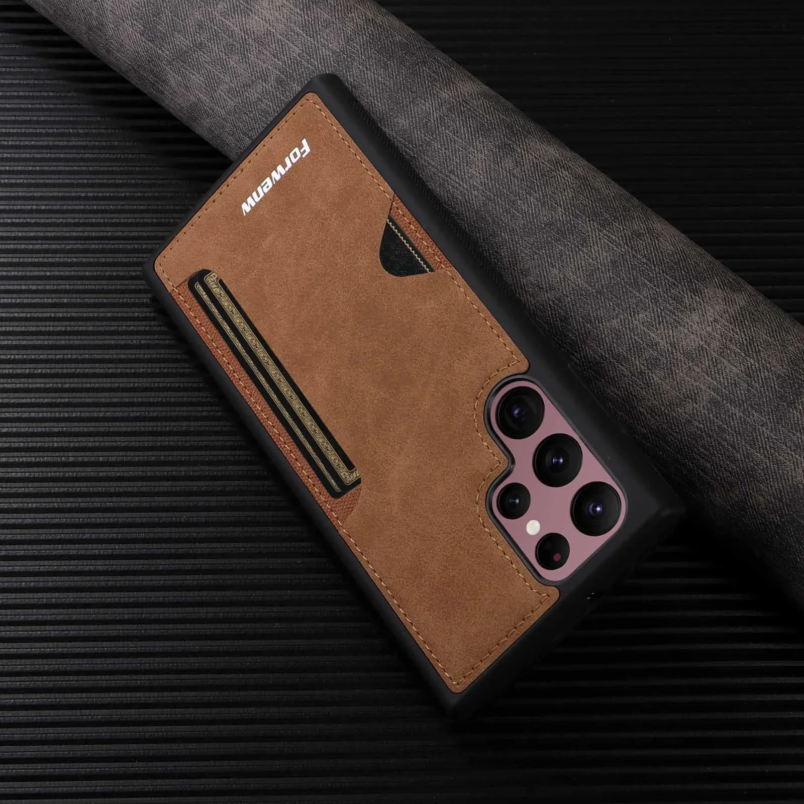Vintage Leather Phone Case with Wallet Card Holder Feature
