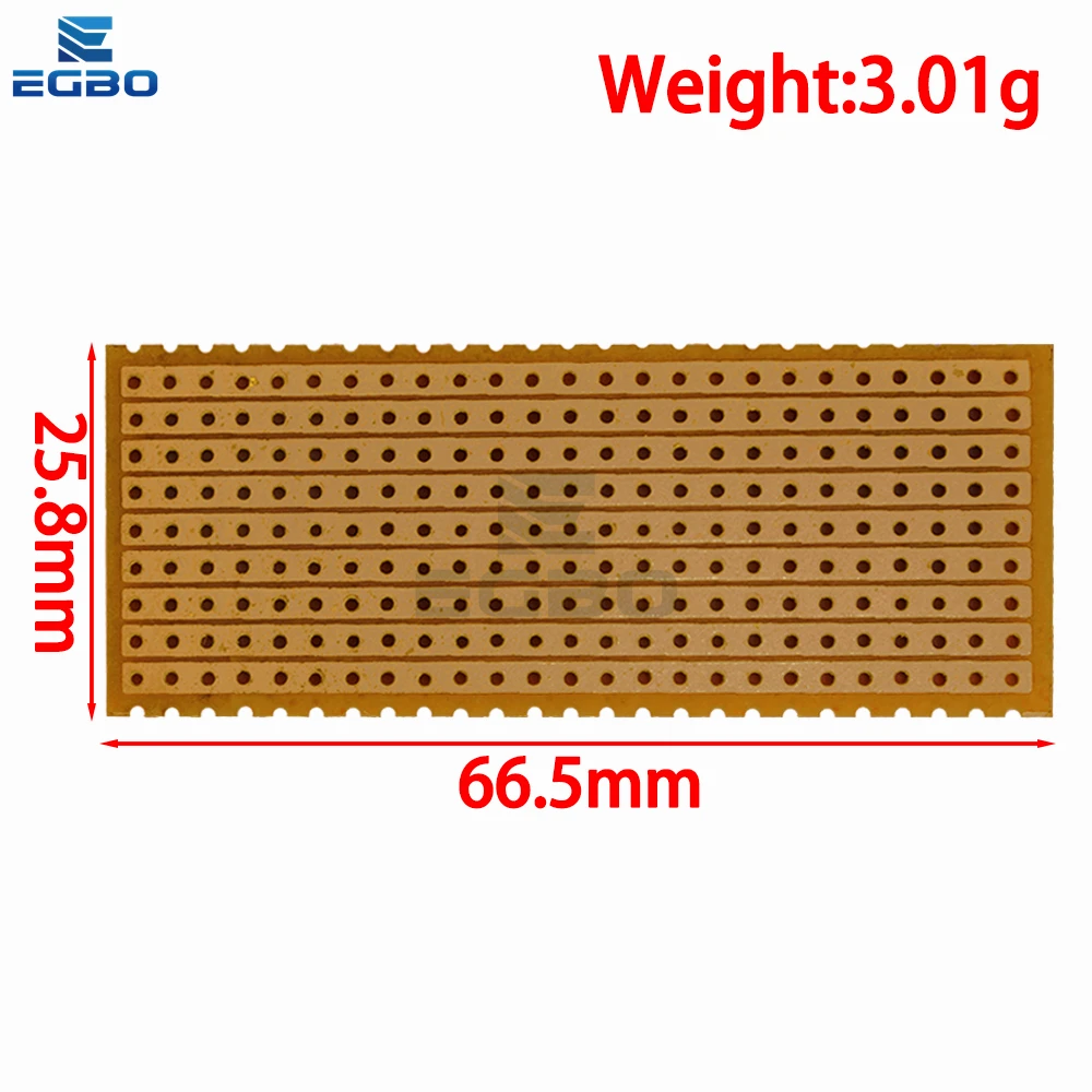 1PCS 단일 행 구멍 프로토타입 PCB: DIY 프로젝트용 25×64mm 종이 기반 범용 실험 보드