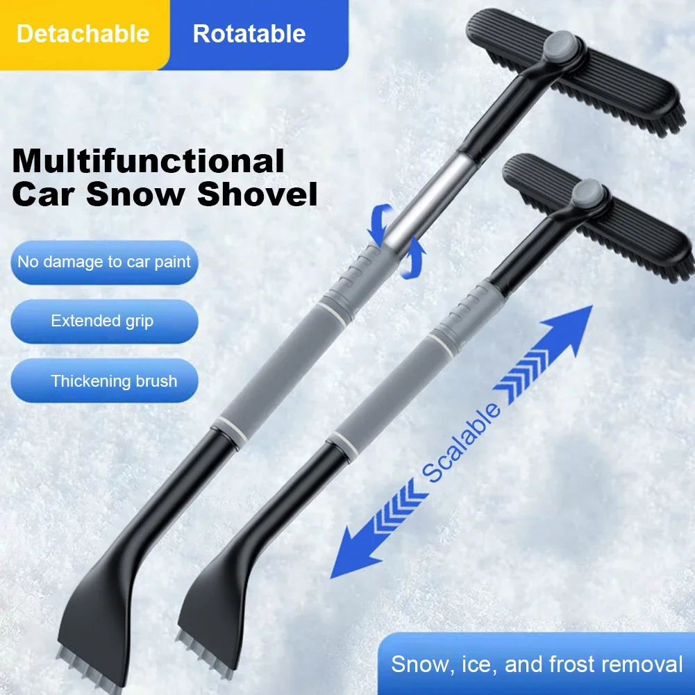 Windshield Shovel Snow Shovel Snow Ice Scraper Ice Deicing Tool Universal Snow Shovel Brush Telescopic Car Glass Deicing Cleaning Tool 2-in-1 Detachable Snows Ice Scraper Quick Clean Wash Tool