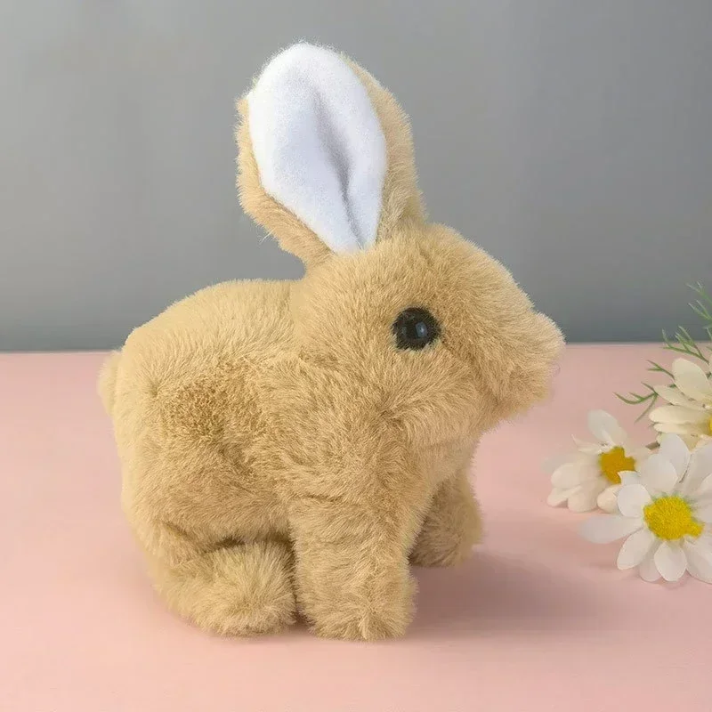 Plush Toys Electronic Pet Rabbit Toy Simulation Electric Toy Cartoon Small Solid Color Plush Electric Rabbit Walk And Nod Animal Doll Toy Men And Women Child
