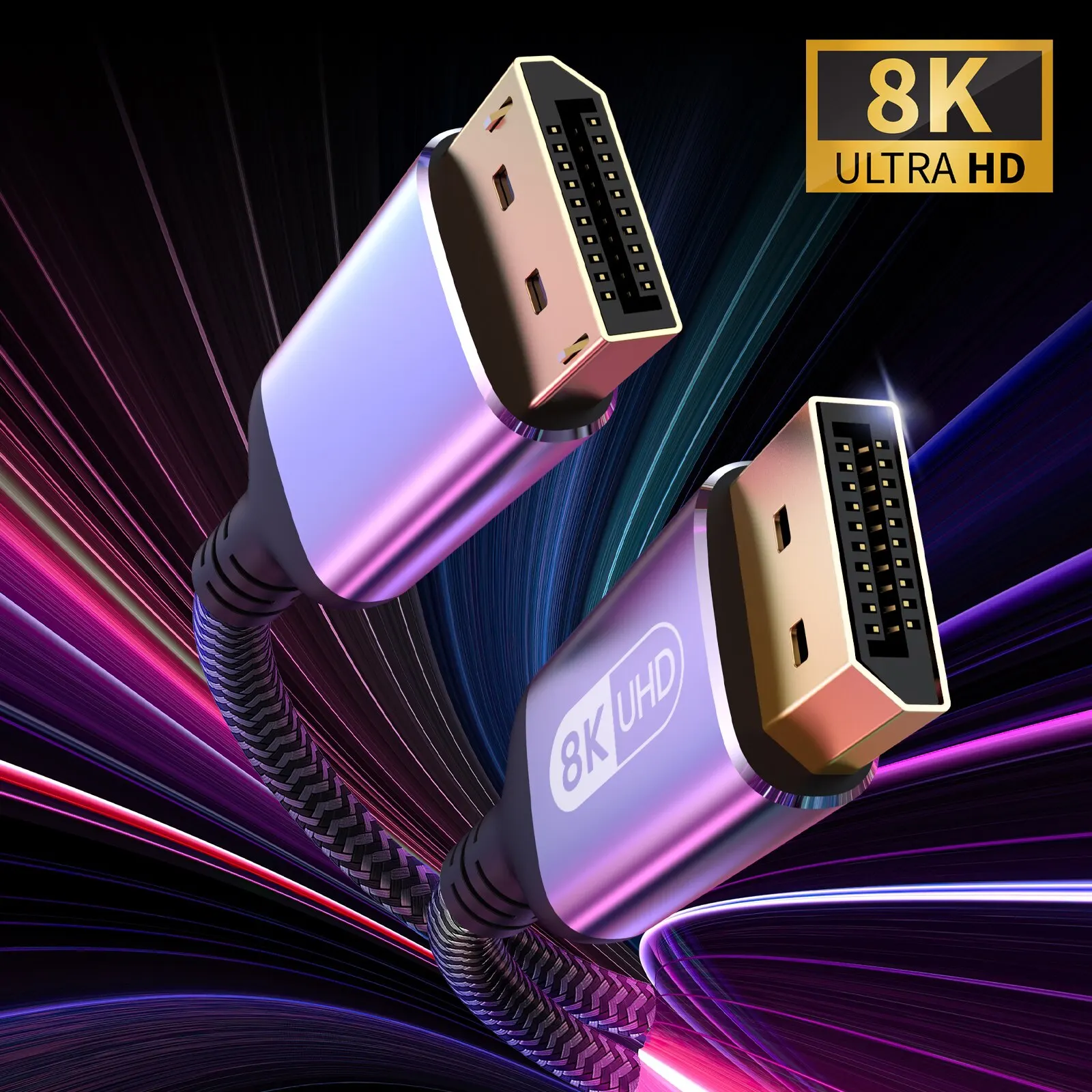 DisplayPort Cable 8K DP 1.4 Cable 8K@60Hz 4K@144Hz Braided High Speed Display Port Cable Compatible with TV Monitor Laptop