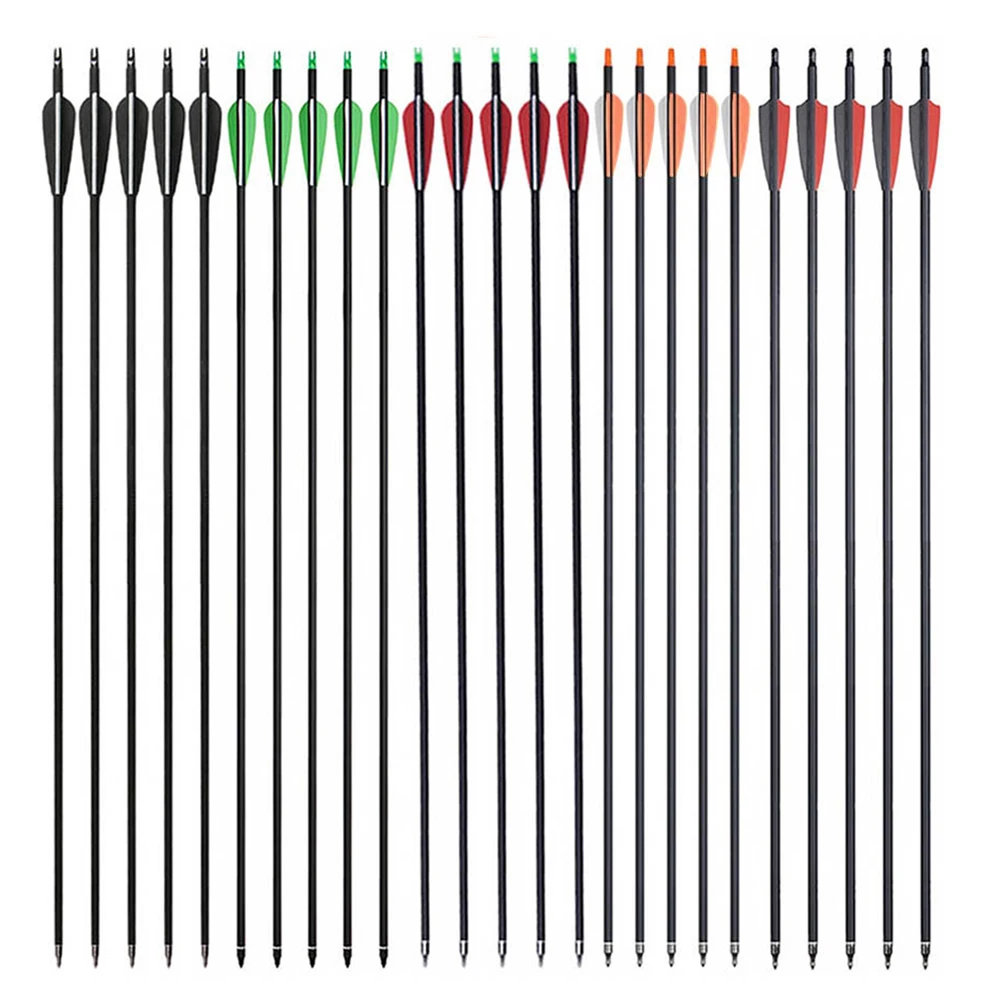 24pcs 31.5'' Mixed Carbon Arrows 7.8mm Spine 500 3" TPU Feathers for Recurve Bow Compound Bow Shooting Hunting Practice Arrows