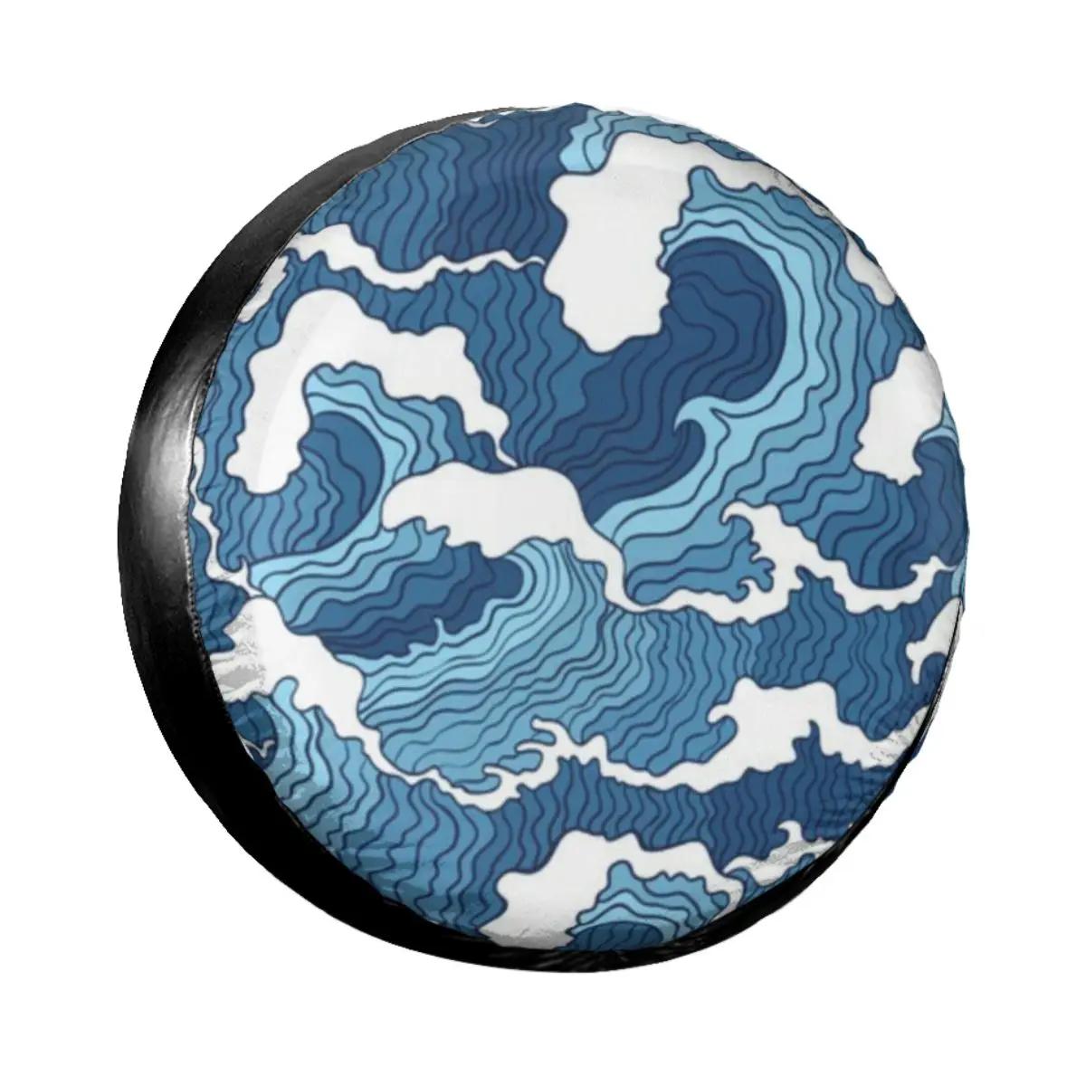 

Wave Kanagawa Spare Tire Cover Case Bag Pouch Ocean Sea Water Waves Wheel Covers for Suzuki Mitsubish 14" 15" 16" 17" Inch