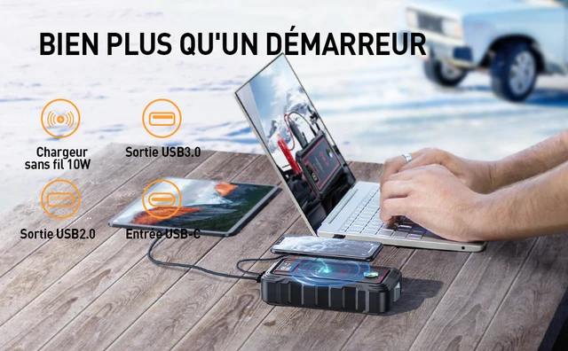 Yaber Booster Batterie Voiture 2500A 21800mAh 12V Démarreur de Voiture  (Tout Gaz ou 7,0 L Diesel),Portable Jump Starter avec Deux Sorties USB,Lamp  LED - AliExpress