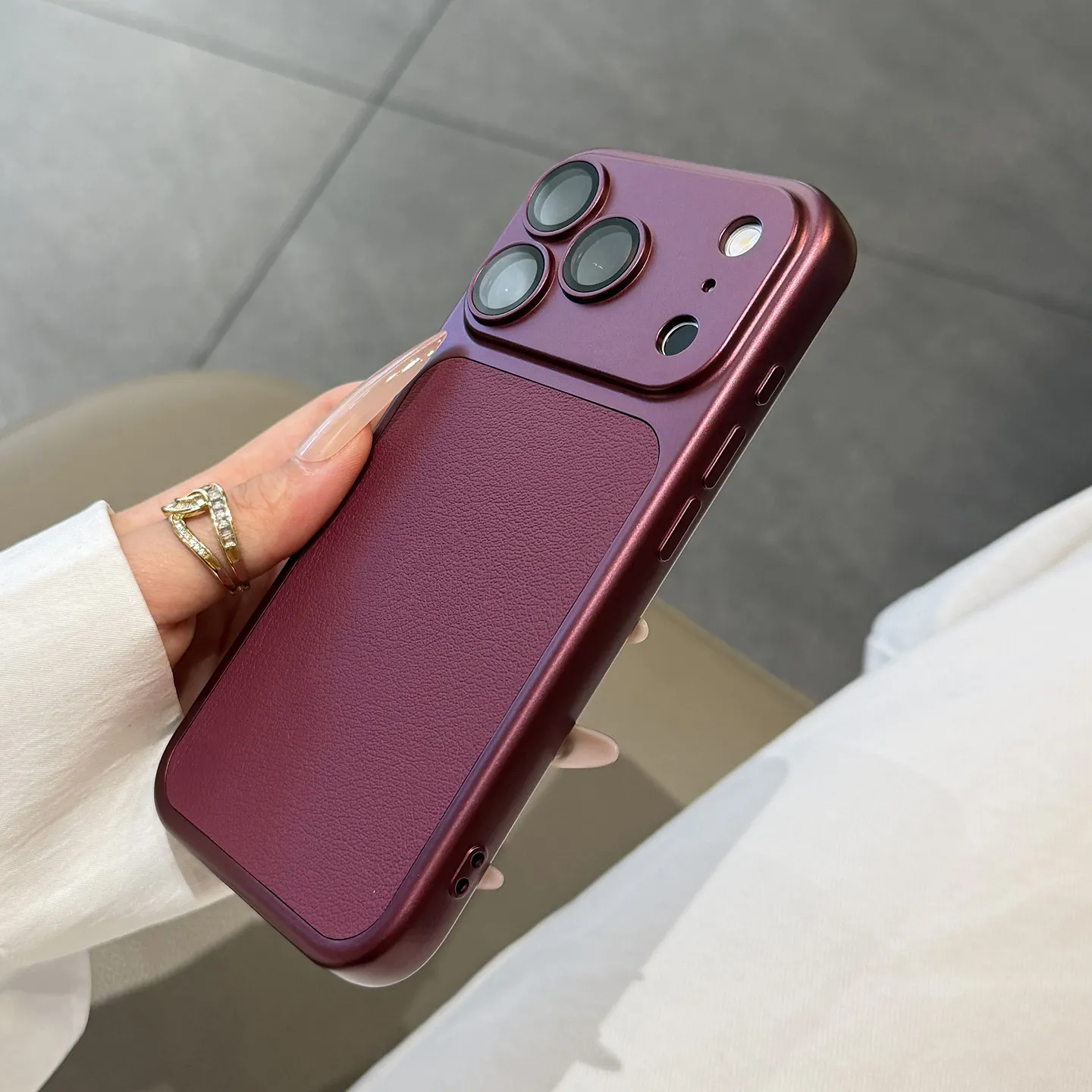 Elegant Solid Color Matte Leather Back Cover
