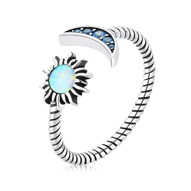 Elegant Adjustable Sterling Silver Zircon Open Ring