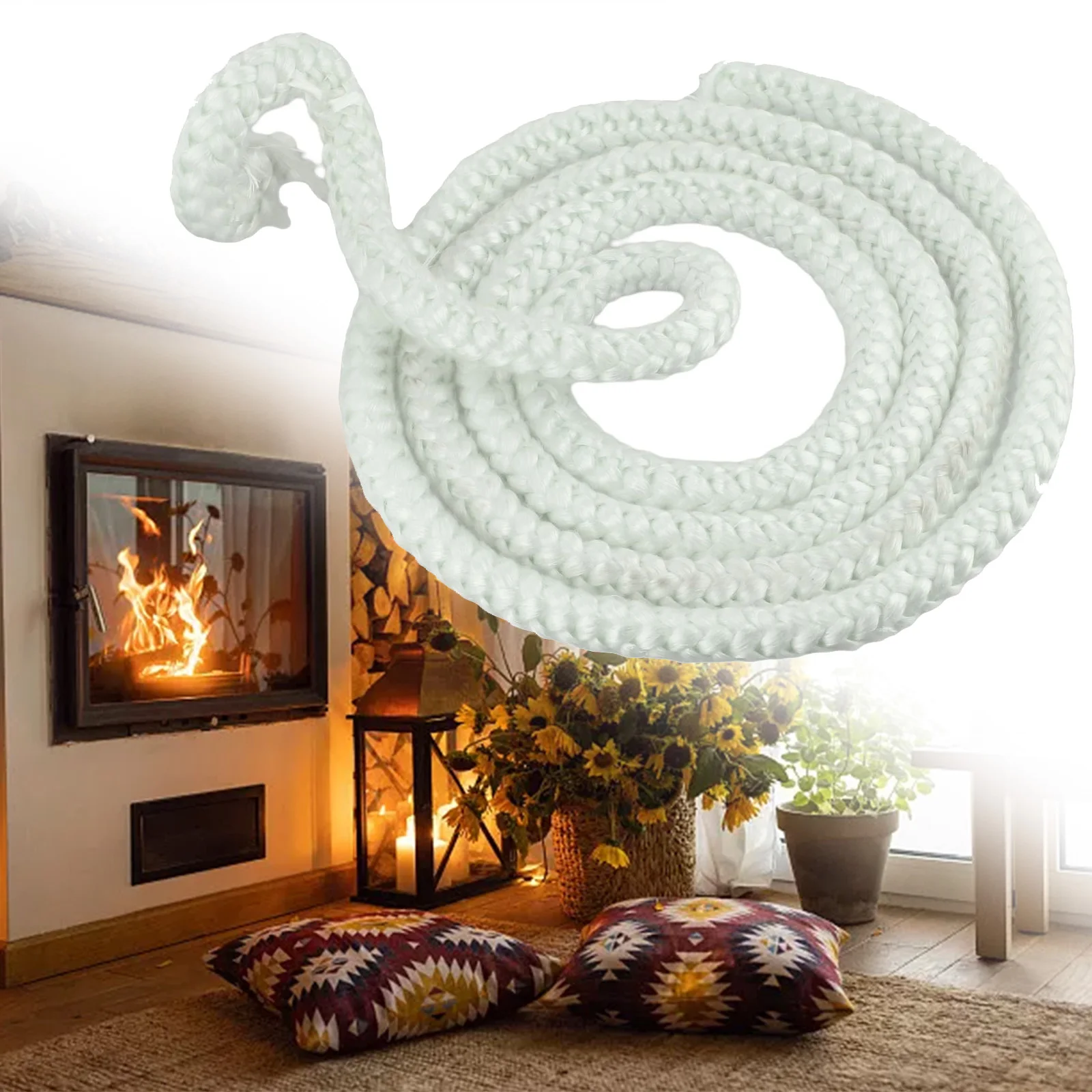 6/8/10/12mm 2M Fireplace Sealing Rope Gasket Cord White Wood Burning Stove Door Fiberglass High Temperature Sealing Rope
