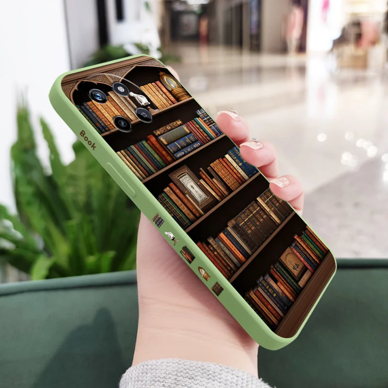 Vintage Bookshelf Design Liquid Silicone Phone Case