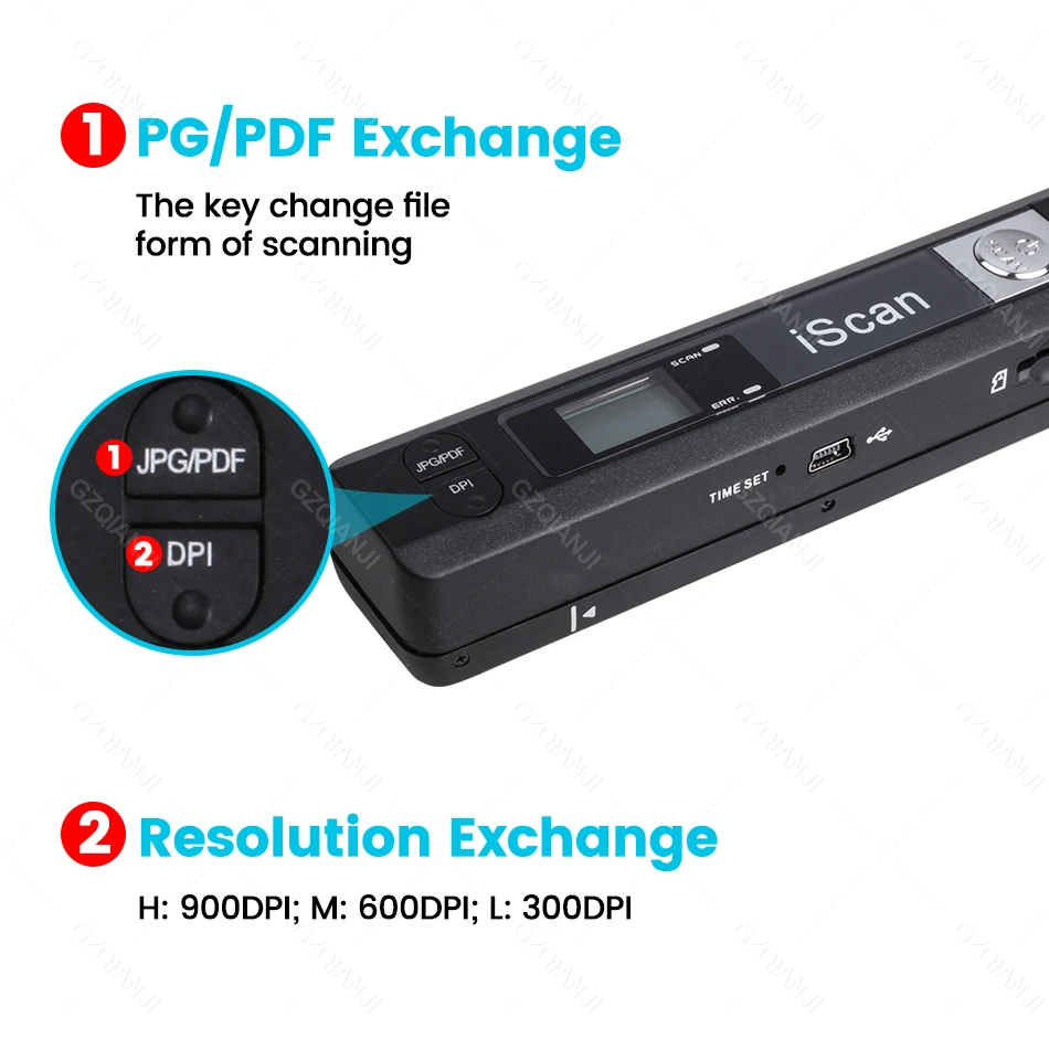 iScan 1050DPI Portable Scanner Support TF Card Max. 32GB Photo