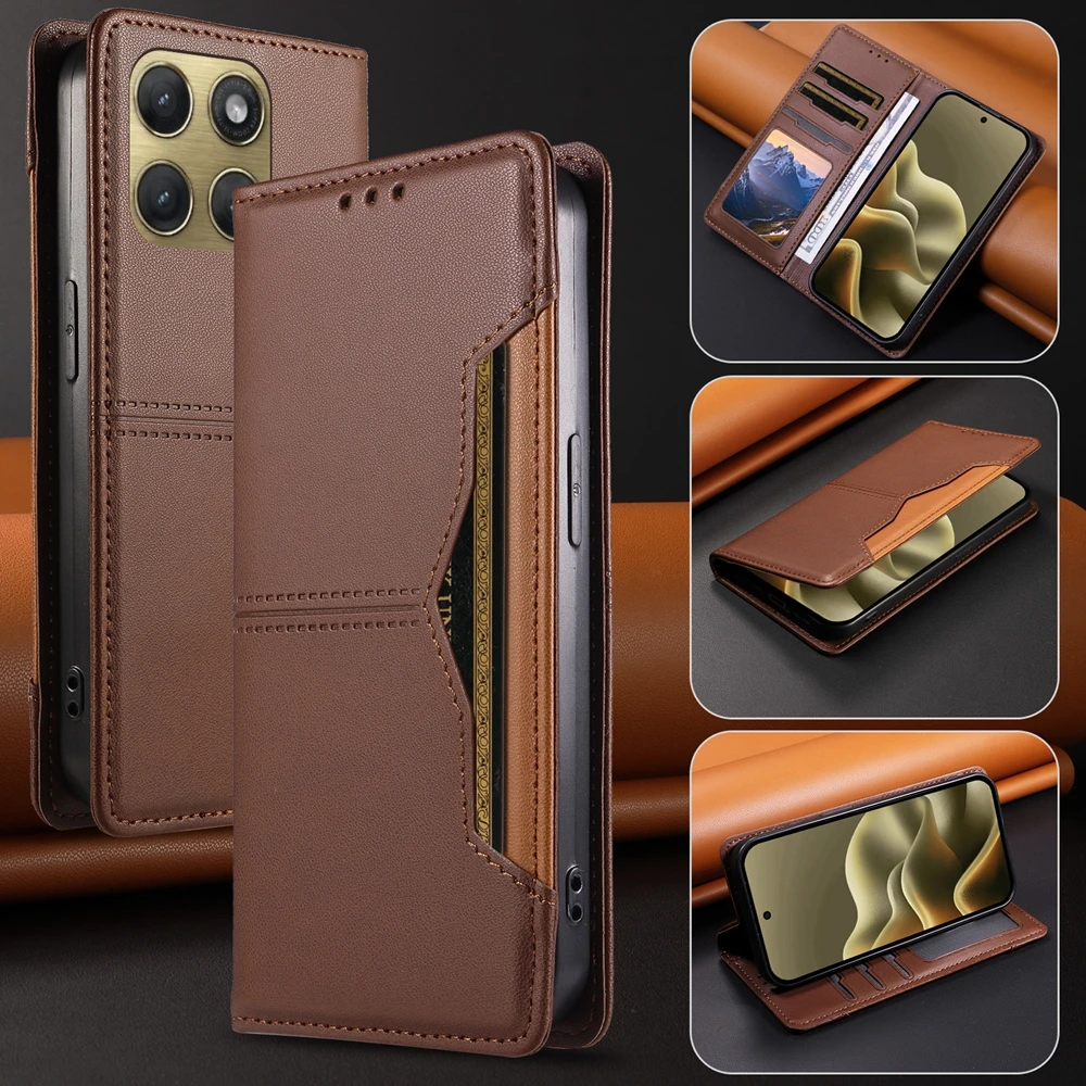 Premium Magnetic Leather Wallet Case with Magnetic Closure