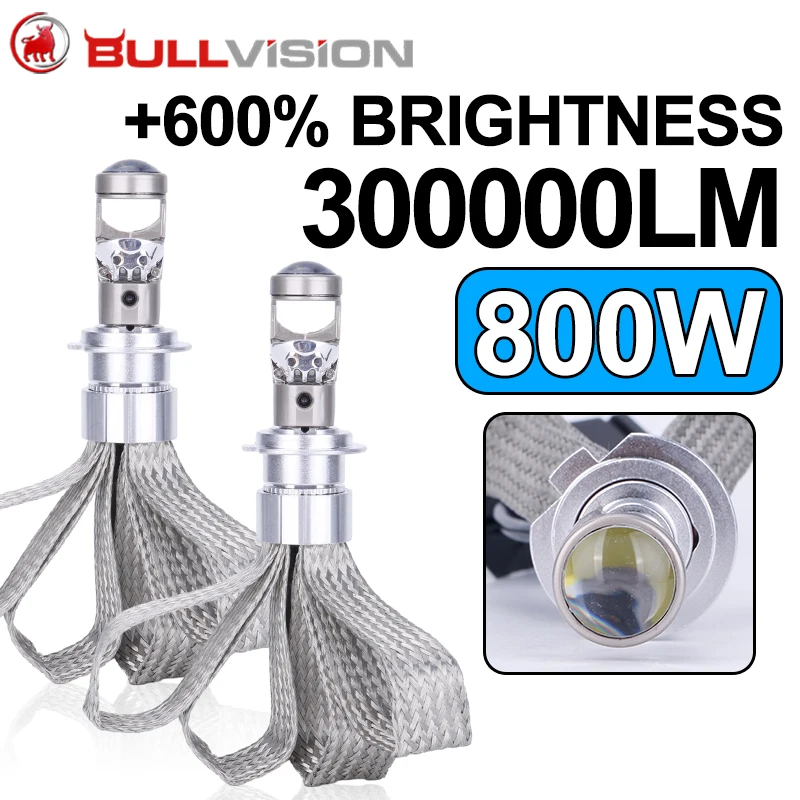 

H7 Светодиодный мини - проектор объектив 300000LM 800W Bi - LED H4 H8 H11 HB3 9005 9006 HB4 H9 9054 CSP Canbus Беспроводной автомобильный светильник 6500K 12V 24V