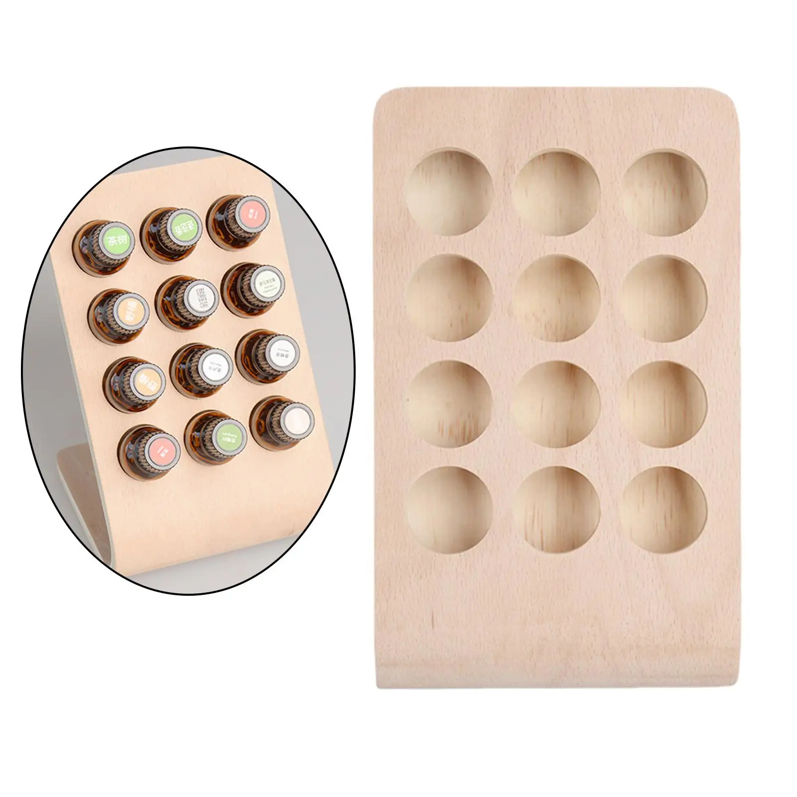 나무 오일 디스플레이 스탠드 거치대, 마사지 스파용, 12 홀, 15ml